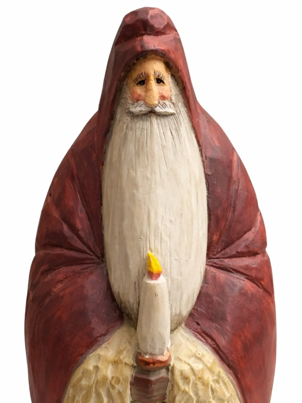 Carved Wood Look Santa Figurine 14” Resin Rustic Folk Art Christmas Decor